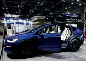  ?? BLOOMBERG ?? A Tesla Inc. Model X electric vehicle (EV) on display during the Seoul Mobility Show