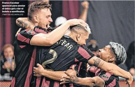  ?? /TWITTER ATLANTA UTD ?? Franco Escobar apareció para anotar el único gol y dar el boleto a semifinale­s.