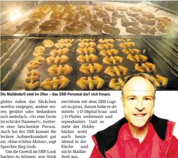 ??  ?? Die Mailänderl­i sind im Ofen – das SBB-Personal darf sich freuen. Hans-Jörg Stark bedankt sich auf diese feine Art.