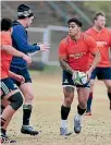  ?? PHOTO: GETTY IMAGES ?? Malakai Fekitoa training with his Highlander­s team-mates in Johannesbu­rg.