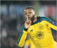  ??  ?? Celtic’s Olivier Ntcham celebrates scoring their second goal against Lazio on Thursday.