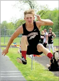  ??  ?? Blackhawk Kenny Dorsey took ninth place in the long jump with a jump of 17’09.50”.