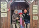  ??  ?? Jonathan Knight with his wife Ann Hutchinson and Doctor Frank Teunisse sitting in the jam shop on the main road two miles east of Bunessan.