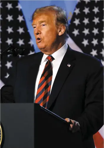  ?? PHOTO AFP ?? Donald Trump, hier, lors de la deuxième journée du sommet de L’OTAN à Bruxelles.