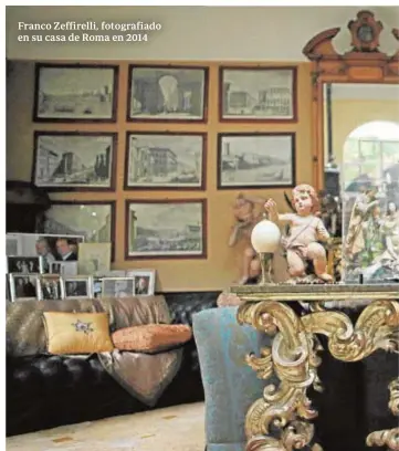  ??  ?? Franco Zeffirelli, fotografia­do en su casa de Roma en 2014