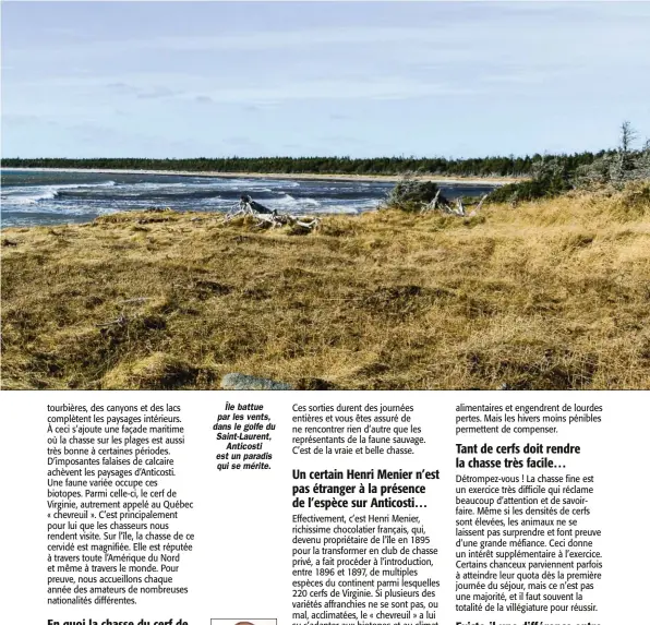  ??  ?? Île battue par les vents, dans le golfe du Saint-Laurent, Anticosti est un paradis qui se mérite.