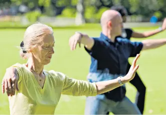  ??  ?? Worth a tai: practising the gentle movements of tai chi beat aerobic exercise in a study