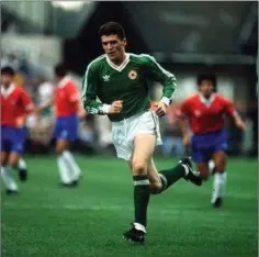  ??  ?? Roy Keane makes his senior debut for Ireland against Chile.