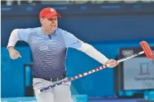  ?? THE ASSOCIATED PRESS ?? United States’ skip John Shuster reacts during the men’s final curling match against Sweden at the 2018 Winter Olympics in Gangneung, South Korea on Saturday. The U.S. won 10-7.