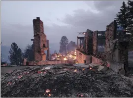  ?? ALEXANDER MEDITZ VIA AP ?? The remains of a home left after a wildfire spread through the village of Ruidoso, New Mexico, on Wednesday. Officials say a wildfire has burned more than 200structu­res.