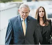  ?? EDUARDO MUNOZ ALVAREZ/GETTY ?? Sen. Robert Menendez, D-N.J., arrives at the federal court Wednesday in Newark for his trial on corruption charges.
