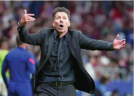  ?? EFE ?? Simeone y el Atlético ya tienen en la mano la clasificac­ión para la Liga de Campeones