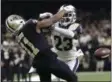  ?? GERALD HERBERT - THE ASSOCIATED PRESS ?? FILE - In this Jan. 20, 2019, file photo, Los Angeles Rams’ Nickell Robey-Coleman (23) breaks up a pass intended for New Orleans Saints’ Tommylee Lewis during the second half of the NFL football NFC championsh­ip game in New Orleans.