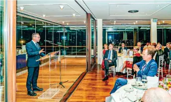  ?? Yannis Stournaras addresses the members of the ECB Supervisor­y Board in Piraeus. ?? Bank of Greece Governor