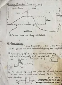  ??  ?? Tips on chassis strengthen­ing from BL’S competitio­ns department