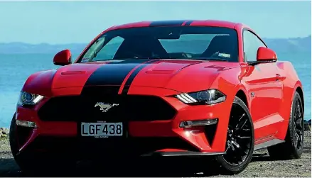  ?? DAVID LINKLATER/ STUFF SUPPLIED ?? There is a wider, lower look to the revised frontal styling of the Mustang GT, and 33kW more under the bonnet.
The Mustang GT’s suspension has been tweaked, but MagneRide adaptive technology is also now an option.