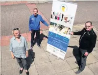  ??  ?? ●● Rossendale Council leader Coun Alyson Barnes with centre support worker Steven McGuinness and project manager Paul Becouarn