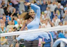  ?? SETH WENIG/AP PHOTO ?? Serena Williams celebrates after defeating Latavia’s Anastasija Sevastova 6-3, 6-0 in Thursday night’s U.S. Open womens singles semifinals in New York.