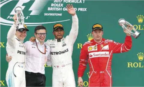  ?? | GETTY IMAGES ?? Lewis Hamilton se ubicó a un punto de Sebastian Vettel en la general.