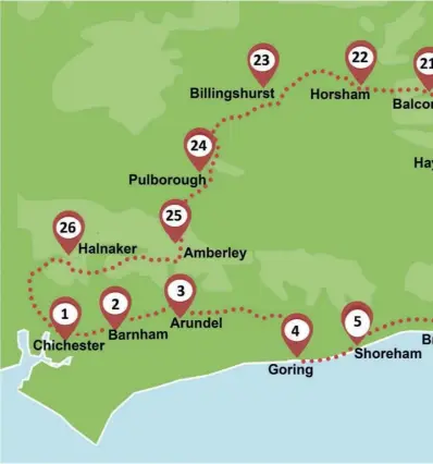  ??  ?? This map shows the area covered by Sussex Hospice Trail