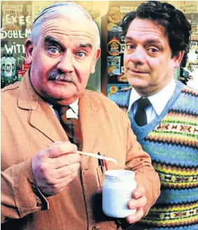  ??  ?? VINTAGE COMEDY: Ronnie Barker and David Jason in the BBC show ‘Open All Hours’ from the 1970s