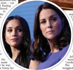  ??  ?? Distant...Meghan, left, ‘did not lose sleep’ over no friendship with Kate