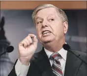  ?? J. Scott Applewhite Associated Press ?? SEN. LINDSEY GRAHAM (R-S.C.), who as a 2016 presidenti­al candidate questioned Trump’s fitness for office, is now one of his most vehement defenders.