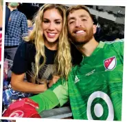  ?? ?? Gimme an ‘M’... Matt Turner, who plays for Arsenal, and cheerleade­r wife Ashley Herron (also left)