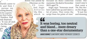  ??  ?? FILM CRITIC Angie Bowie