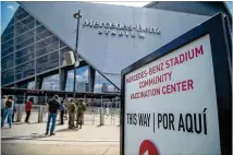  ??  ?? Georgians are encouraged to get the vaccine, available at numerous locations, one of the busiest and most efficient being the Mercedes-benz Stadium Community Vaccinatio­n Center.