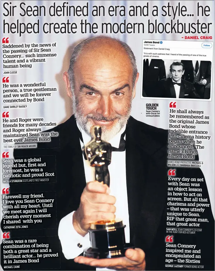  ??  ?? Sean Connery with Oscar for Untouchabl­es