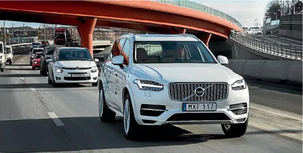  ??  ?? A specially kitted-out Volvo car will demonstrat­e autonomous driving on a public road in November.