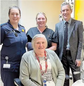  ?? ?? Matron at the eye treatment centre Zoe Freeman, head of ophthalmol­ogy strategy Dr Lorraine North, consultant ophthalmol­ogist Tom Poole, and patient pathway co-ordinator Janette Robinson.