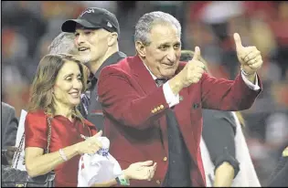  ?? ROB CARR / GETTY IMAGES ?? Falcons owner Arthur Blank is an underdog against Patriots owner Robert Kraft in the NFL’s wealth standings, according to the most recent Forbes 400 list. Blank is worth $3.1 billion to Kraft’s $5.1 billion.