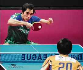  ?? PHOTOS BY EUGENE HOSHIKO/ASSOCIATED PRESS ?? The ITTF, tennis table’s world governing body, sees broadening the sport’s appeal as one of its top issues. Steve Dainton, the CEO of the ITTF, believes Brazil’s Hugo Calderano (shown hitting the ball during a WTT tournament match Feb. 12 in Kawasaki, Japan) could be the answer to that issue.
