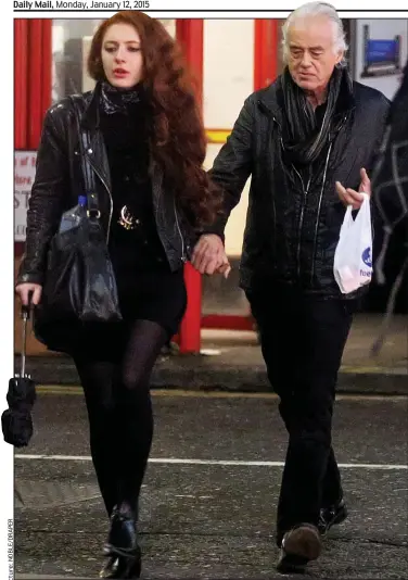  ??  ?? Hand in hand: Jimmy Page in London with 25-year-old actress Scarlett Sabet