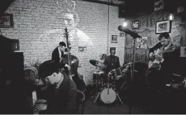  ?? [PHOTO FOR THE WASHINGTON POST BY ASTRID RIECKEN] ?? Legendary jazz drummer Billy Kaye, performs at the restaurant BEA on 43rd Street and 9th Avenue in New York.