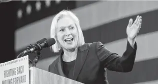  ?? Mary Altaffer / Associated Press ?? Sen. Kirsten Gillibrand fired a male staffer over sexual harassment claims only after Politico got wind of the alleged incidents. Her hypocrisy is rank.