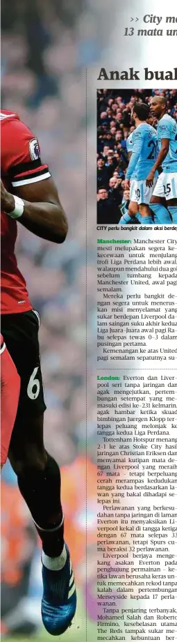  ??  ?? CITY perlu bangkit dalam aksi berdepan Liverpool dalam saingan suku akhir kedua Liga Juara-Juara, awal pagi Rabu.