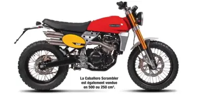  ??  ?? La Caballero Scrambler est également vendue en 500 ou 250 cm3.