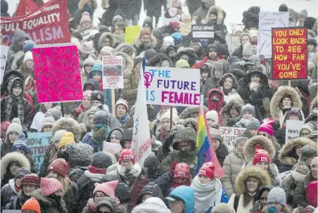  ??  ?? A crowd gathers at Nathan Phillips Square for the start of the Toronto Women’s March in January 2019. A new global survey finds Canada second only to Sweden when it comes to those who consider it very important for women to enjoy the same rights as men.