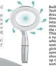  ??  ?? Built-in Aircore Technology draws air in through air intakes and mixes it with the water flow. This creates a turbulence which boosts water pressure, giving you the same powerful shower using up to 45% less water.