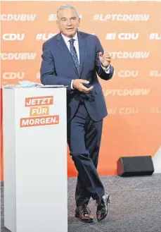  ?? FOTO: BERND WEISSBROD/DPA ?? Thomas Strobl, Landesvors­itzender der CDU in Baden-Württember­g, beim digitalen Landespart­eitag.