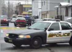  ?? PETE BANNAN - MEDIANEWS GROUP ?? Chester police car blocks street at shooting scene on the 700 block of Pennell Street just after 1 p.m. Monday.