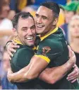  ??  ?? RECORD: Cameron Smith and Valentine Holmes celebrate.