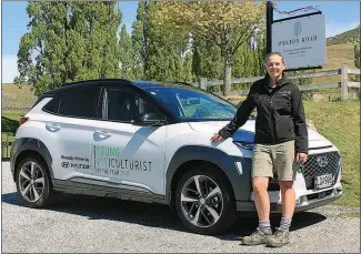  ?? Photo / Supplied ?? Bayer Young Viticultur­ist of the Year 2018 Annabel Bulk with her new Hyundai Kona Elite.