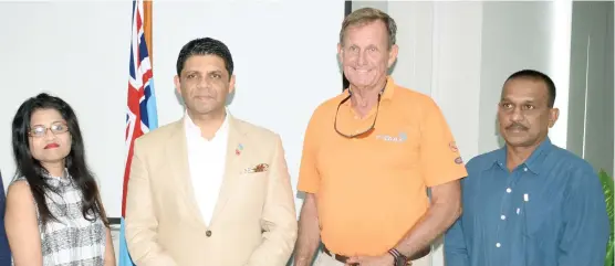  ?? Photo: Vilimoni Vaganalau ?? From left: Solander Pacific Limited general manager Radhika Kumar, Acting Prime Minister, Minister for Economy and Attorney-General Aiyaz Sayed-Khaiyum, Fiji Fish Marketing Group Limited executive chairman Grahame Southwick and Hangton Pacific Comapany...