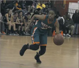  ?? STAFF PHOTOS BY AJ MASON ?? Westlake’s Latavia Washington drives to the basket in Friday night’s SMAC senior all-star girls basketball game. Washington finished with 16 points to help lead the Potomac Division to a 59-53 win over the Chesapeake Division at Chopticon High School...