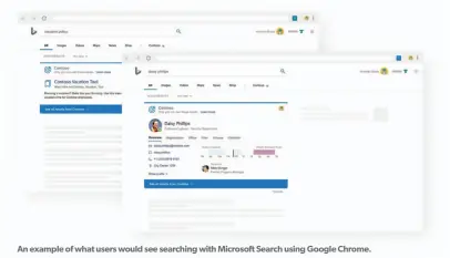  ??  ?? An example of what users would see searching with Microsoft Search using Google Chrome.