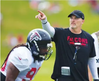  ?? ASSOCIATED PRESS FILE PHOTOS ?? Atlanta Falcons coach Dan Quinn, right, isn’t sure whether wide receiver Julio Jones will play for the first time this preseason when Atlanta hosts an exhibition game against the Arizona Cardinals on Saturday night. The Falcons have taken extra...